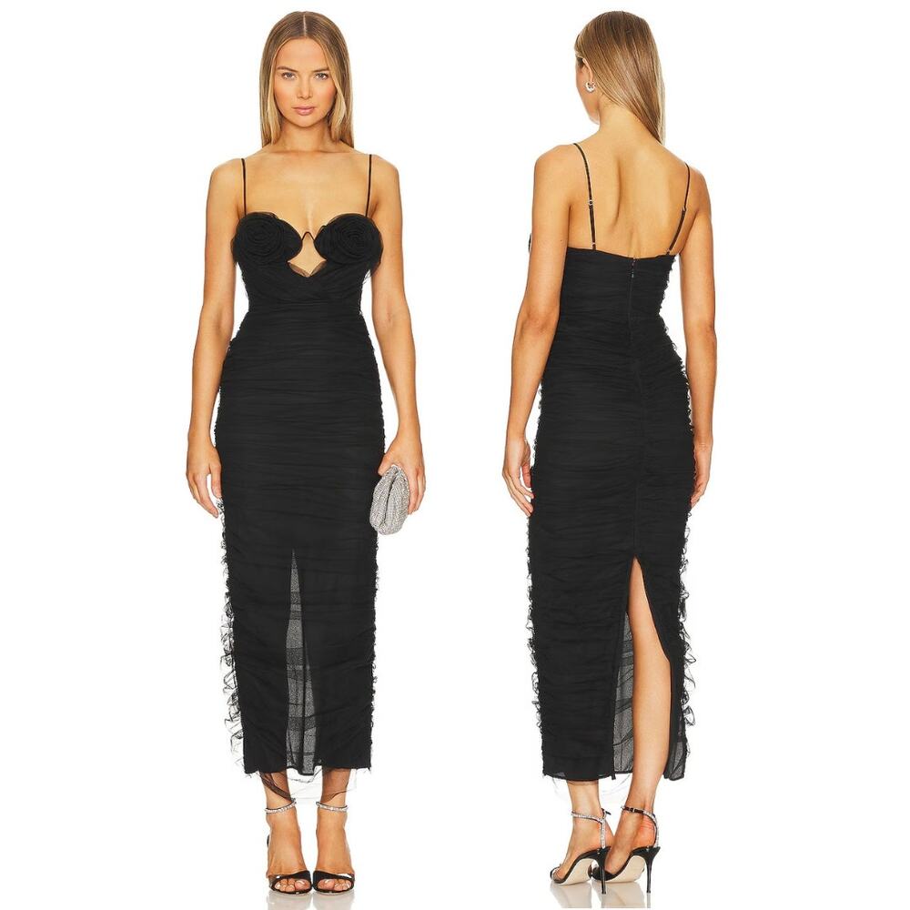 NBD Malena Dress Midi Ruched Party Statement Cocktail Evening Prom Formal XXS